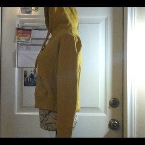 Mustard colored pull over hoodie size s\p